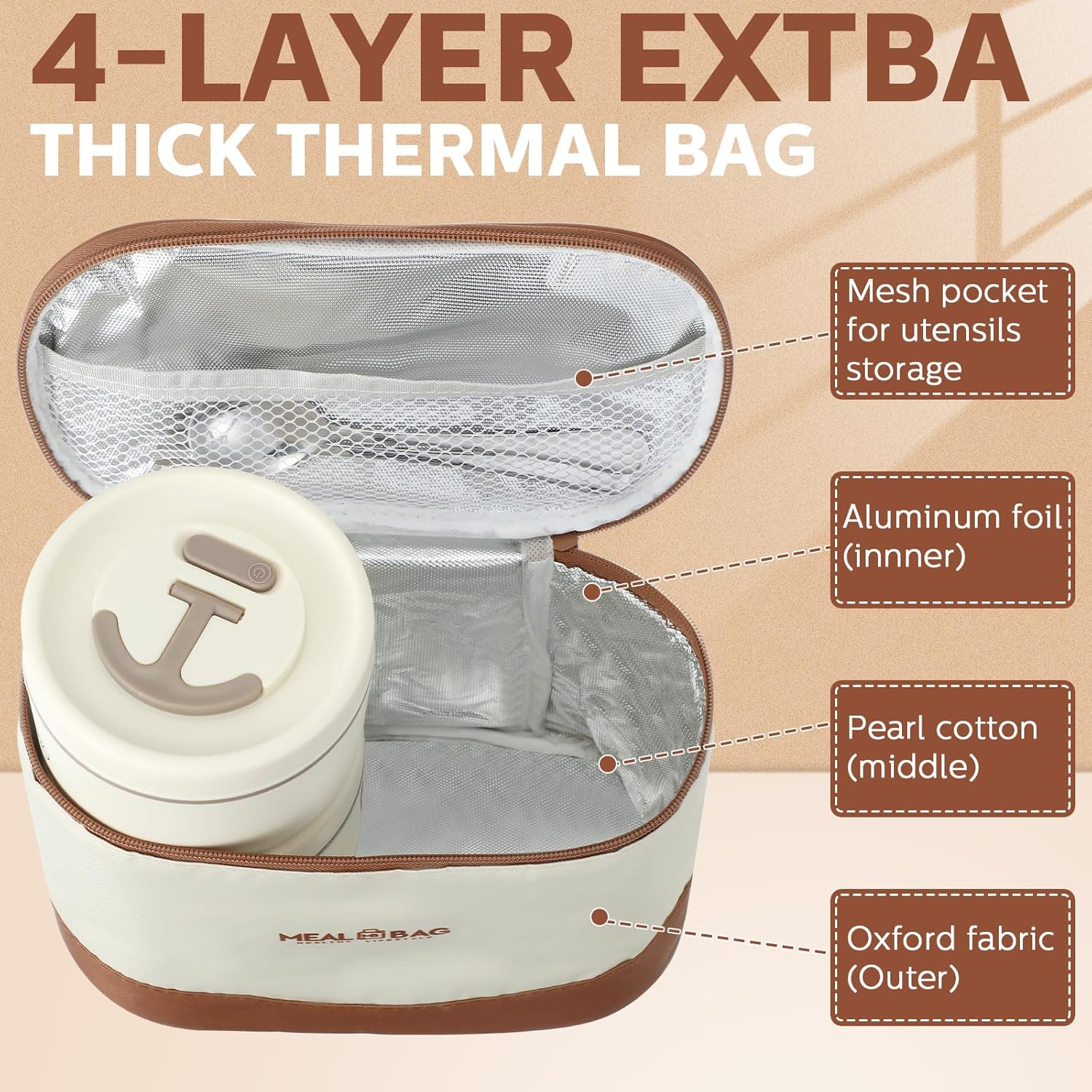 4-Layer Stainless Steel Tiffin Box with Insulated Carry Bag – Stackable Metal Meal Prep Container, Leak-Resistant Portable Food Storage System for Adults & Kids