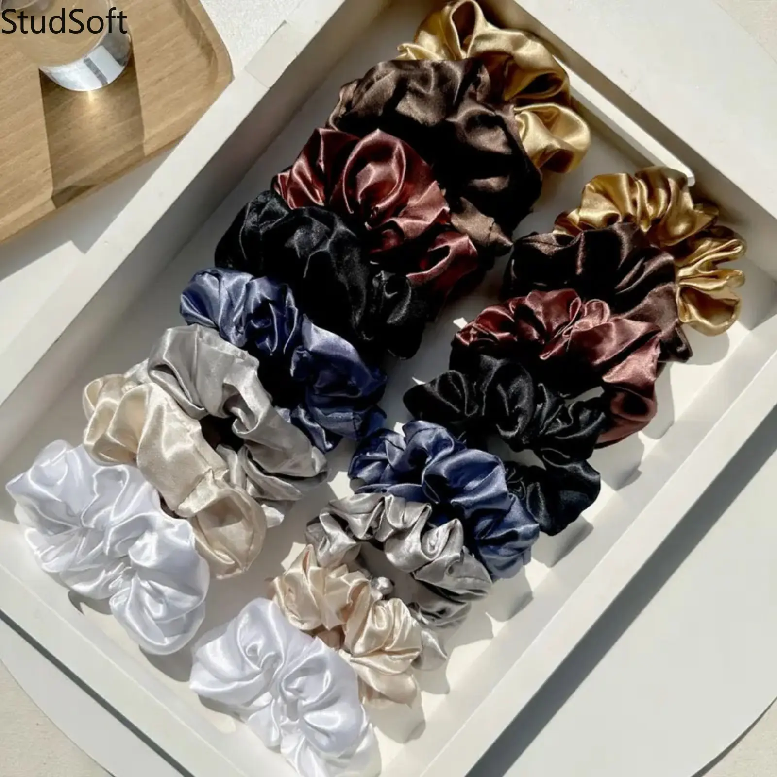 2026 New 16PCS Scrunchies Set, Premium Solid Colors, Elegant Satin Hair Ties, No Damage Hair, Daily/Work/Party/Wedding Accessories,,back to school,back to school haul