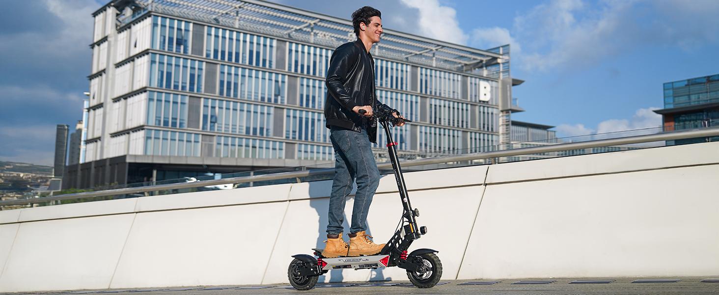 【Adventure Sport】Electric Scooter, 330LBS Max Load, 34/39 Miles Max Range, 28/32 Mph Top Speed, 1000W Powerful Motor, 10'' Off-Road Tires Scooter Electric with APP-Large Size(Sliver)