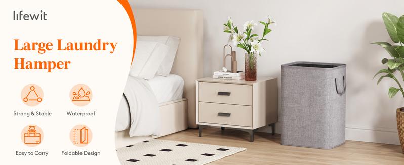 Lifewit 80/100L Large Laundry Hamper, Collapsible Basket with Handles, Foldable and Portable for Dorm, College, Bedroom, or Bathroom