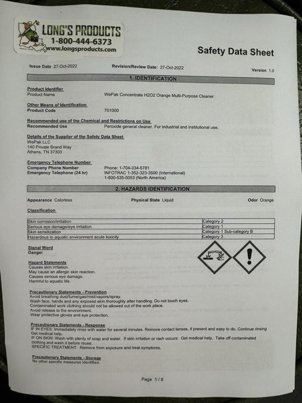 Pelican Brand Cajun Sparkle Concentrate All Purpose Cleaner 128 Fl Oz 1 Gallon Manufactured Since 1950