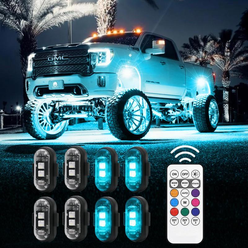 6PCS Wireless LED Lights for Carwith Remote Control, Wireless LED Strobe Lights 8 Colors USB Charing lP65 Waterproot Anti-Collision Warning Light for Car Interior Truck Motorcycle Drone Aircraft e bike Vehicle Pink