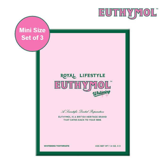 Euthymol Whitening Toothpaste Holiday Gift Set (3 Pack), Holiday Gift Set, Holiday Mini Set, Christmas Kit, Travel Size, Bad Breath Care, Oral Freshness, 1.4fl oz