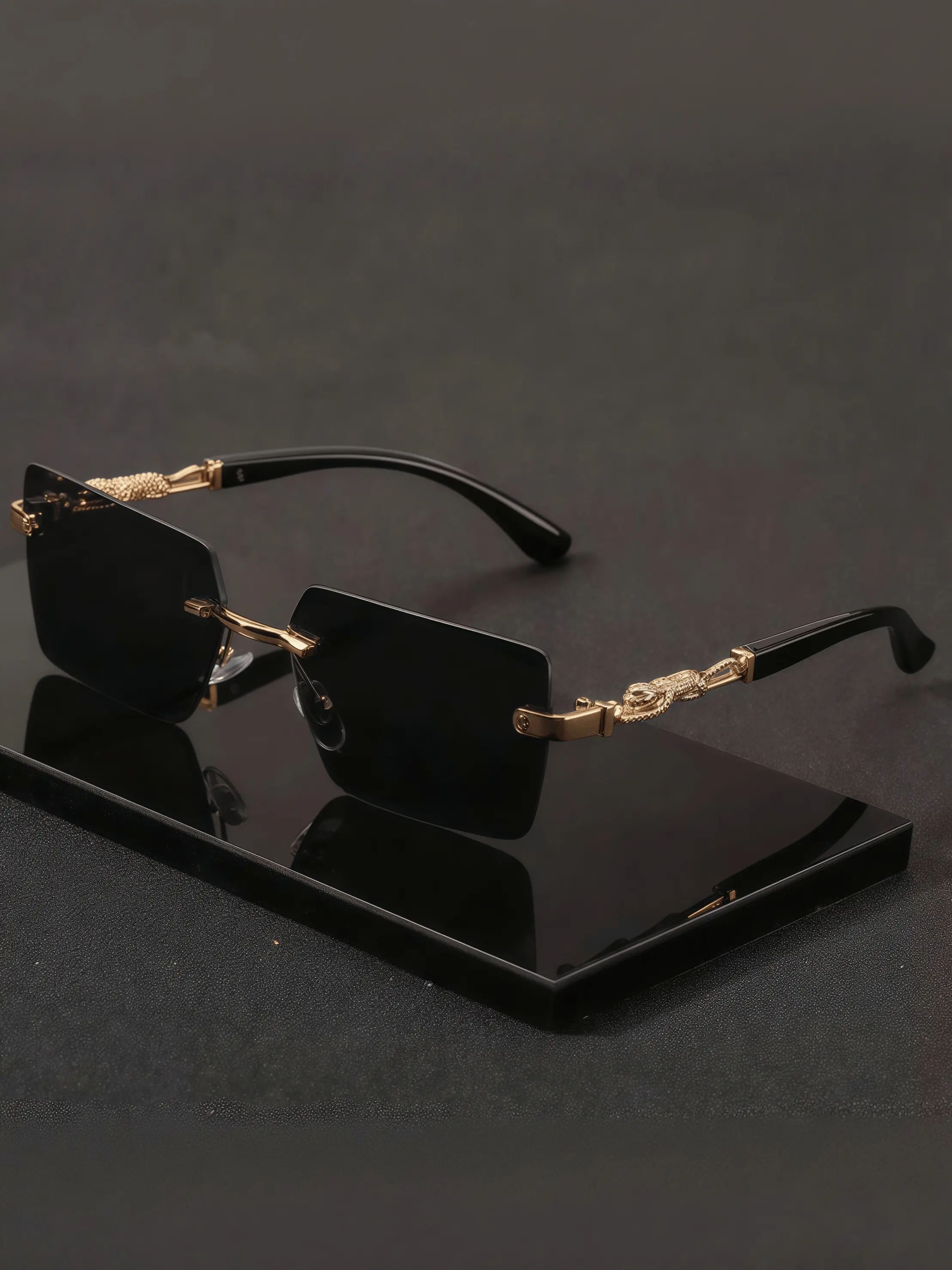 Men's Classic Fashion Frameless Luxury Glasses, Casual Vintage Style, Perfect for Photography, Driving, Travel, Beach, Daily Use, Classic Shades, Casual Stylish Glasses