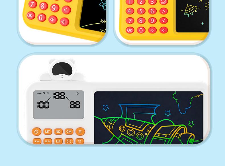2-in-1 Kids Math Learning Tablet 3-8, Calculator + LCD Writing Board, + − × ÷ Practice, Column Math, Timed Drills 2-in-1 Kids Math Learning Tablet 3-8, Calculator + LCD Writing Board, + − × ÷ Practice, Column Math, Timed Drills