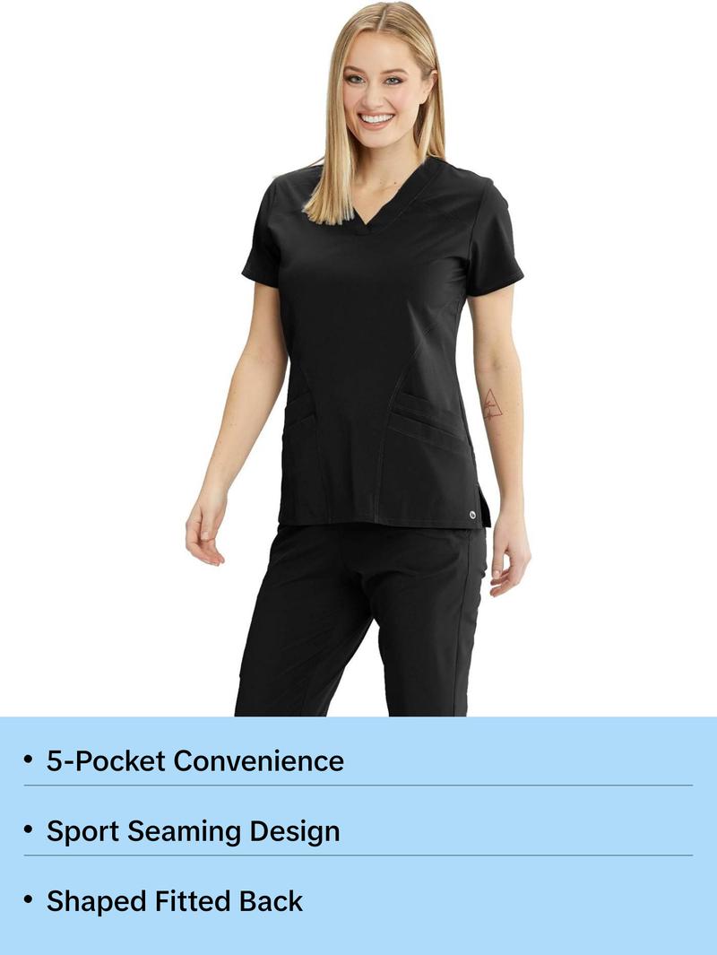 Barco One 5-Pocket V-Neck Yoke & Side Panel Scrub Top