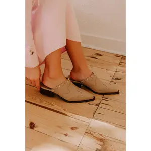 Thalia Faux Leather Western Mules