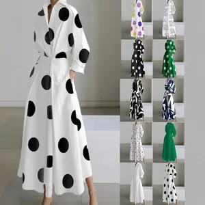 2025 Autumn Chic Long Sleeve V-Neck Printed Dress for Women