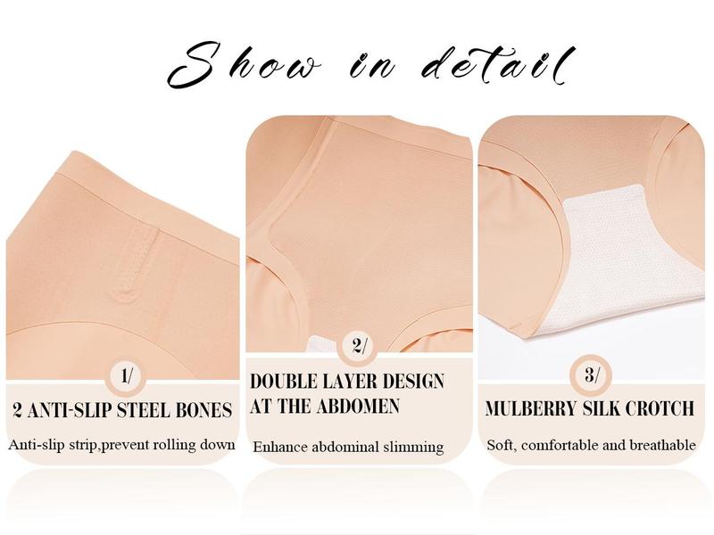 LEVAO High Waisted Seamless Tummy Control Underwear for Women – No Roll, No Slip Shapewear Briefs, Plus Size Panties 4 Pack (S-XXL)