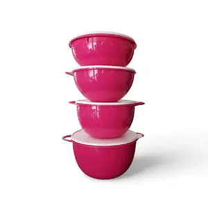 Tupperware Fuschia Thatsa Bowl Set - Stackable Pink Bowls with Lids for Kitchen Storage and Organization