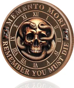 Memento Mori Memento Vivere Coin - Stoic Reminder Token for Daily Stoic Meditations Cool Stoicism Gifts Skull Challenge Coin Tree of Life Inspirational Gifts Courage Worry Coin