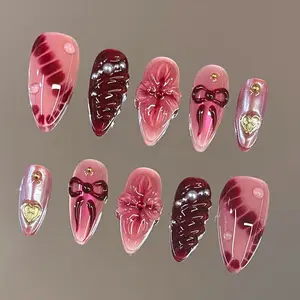 NailVesta ROSE WINE – 100% Handcrafted 3D Press-On Nails | Reusable, Long-Lasting, Salon-Quality
