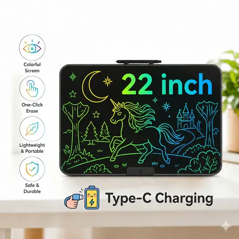 22 in Large Screen Digital Drawing Pad - H22P Rechargeable Type-C Wireless Graphics Drawing Tablet with Lithium-Ion Battery, Lock Function, Eco-Friendly Professional Writing Memo Board for Home Office (Toys & Hobbies, Educational Arts & Crafts)