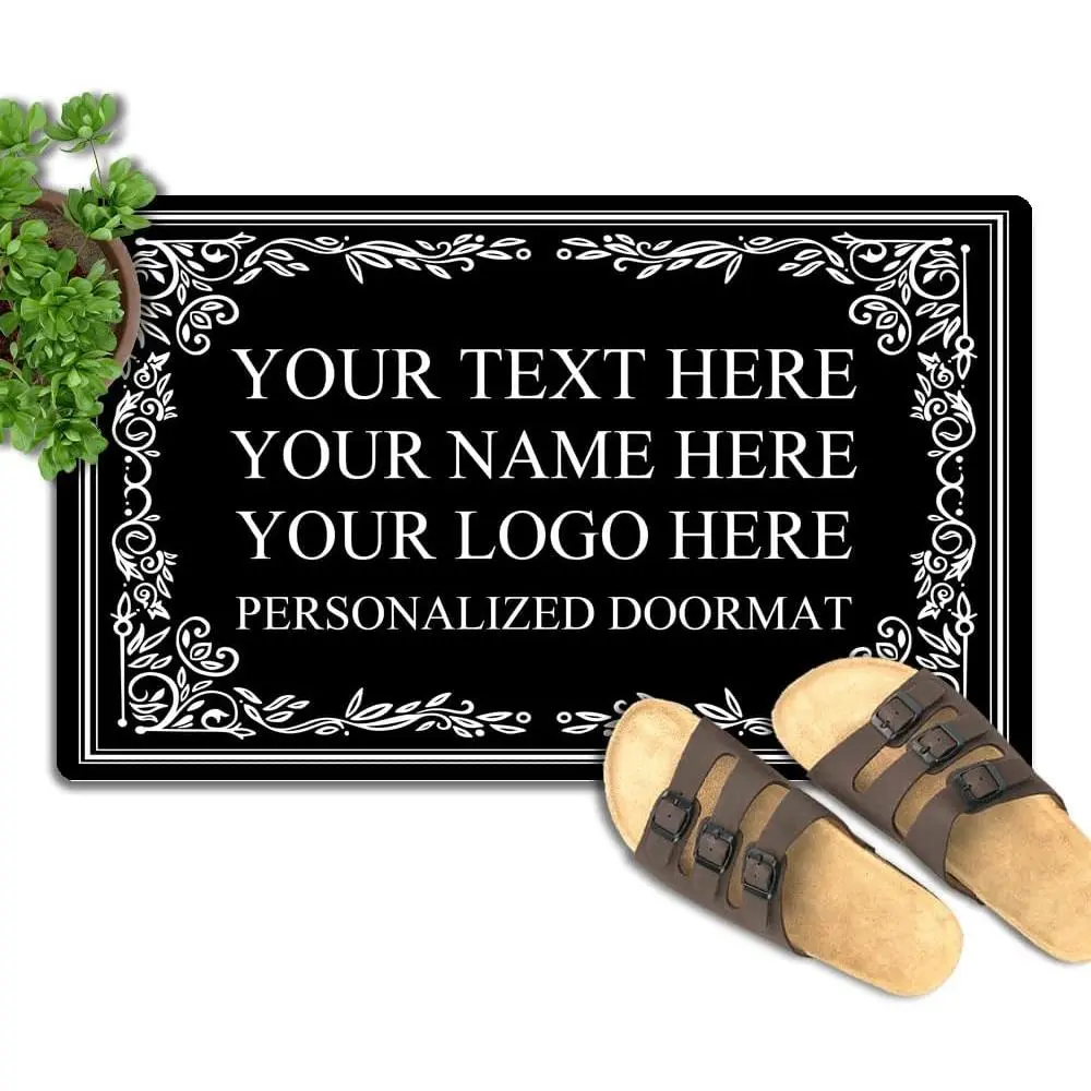 Custom Personalized Doormat - Personalization Option for Text, Name, Logo or Photo, Anti-Shrink, Low Profile, Machine Washable, Non-Slip Durable Rug for Front Door, Ideal Housewarming Gift with Rustic Rounded-Edge, Entryway Bath Use, Dollar Motif, Single
