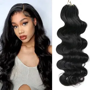 Ssawhair Body Wave Crochet Human Hair Knotless Pre-Separated Wave Human Hair With String Pre-Looped Reusable Feather Crochet Hair Extensions