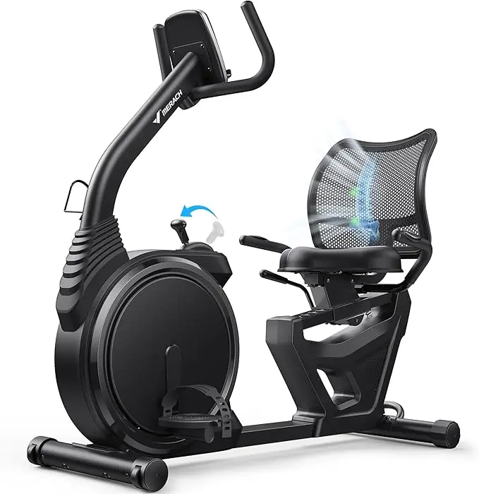 Merach Recumbent Exercise Bikes for home, Light Commercial High-end Recumbent Bike for Seniors Adults, Magnetic Recumbent Exercise Bike with Smart Bluetooth and Exclusive App, LCD, Heart Rate Handle BackToSchool