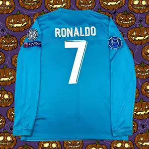 2017 2018 Away Retro Blue Ronaldo #7 Long Sleeve Soccer Jersey