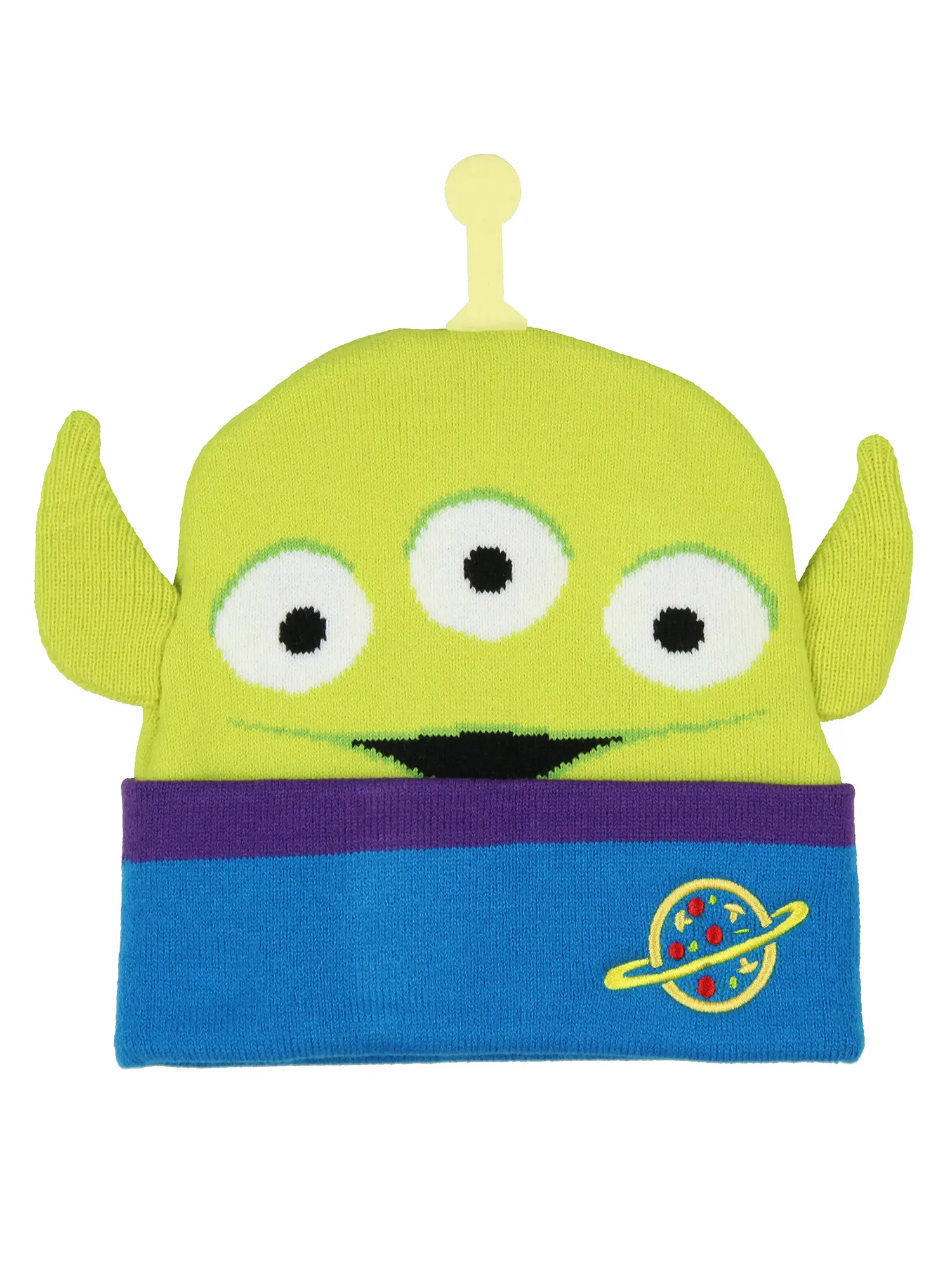 Disney Toy Story Pizza Planet Alien Fashion Beanie Hat - Bioworld Unisex One Size Solid Cuffed Costume Beanie with 3D Character Design, 3D Ears, Antenna, Embroidered Logo
