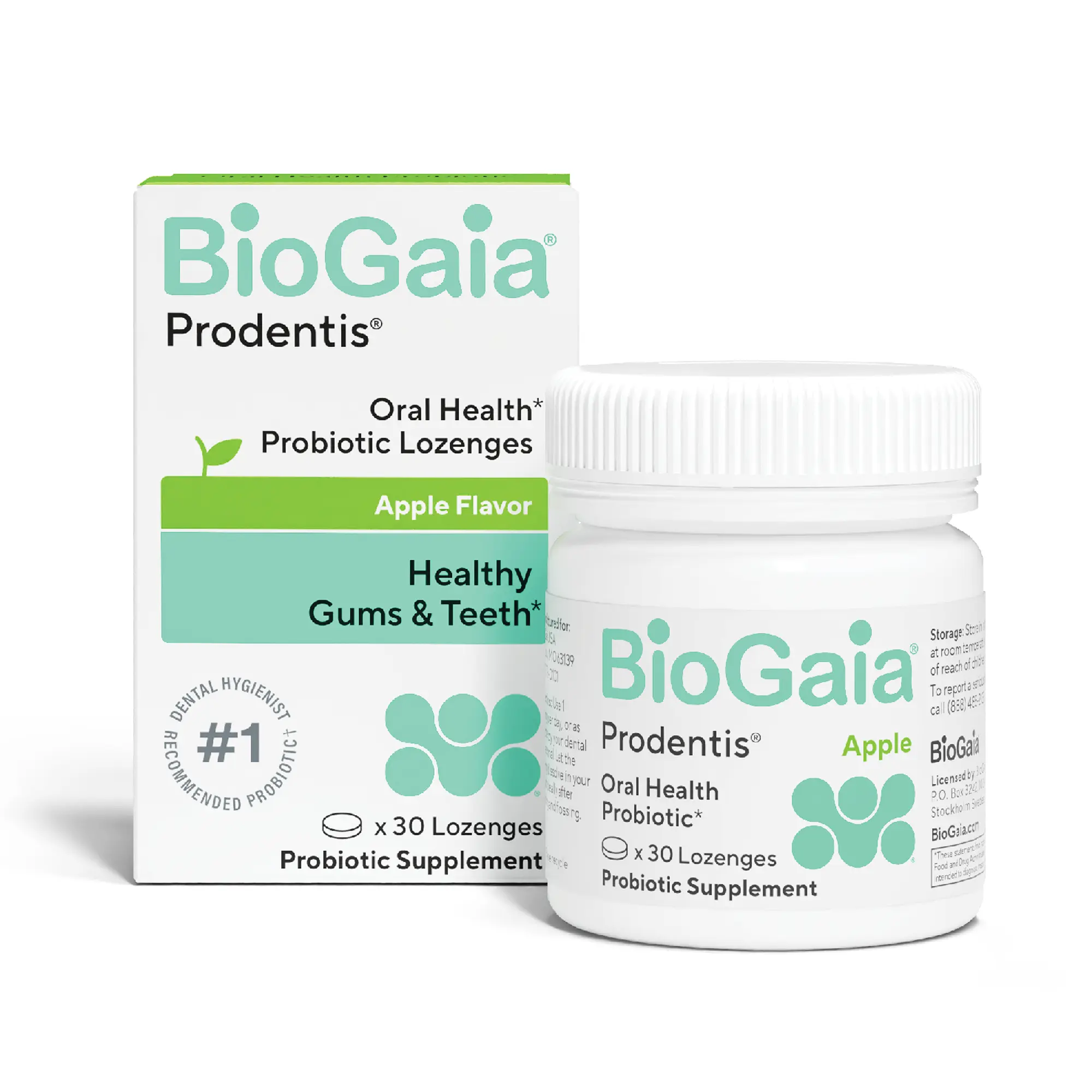 BioGaia Prodentis | Oral Probiotics | Promotes Healthy Gums & Teeth | Defends Against Bad Breath & Dental Problems | Improves Oral Health | Apple Flavored | 30 Dental Probiotic Lozenges