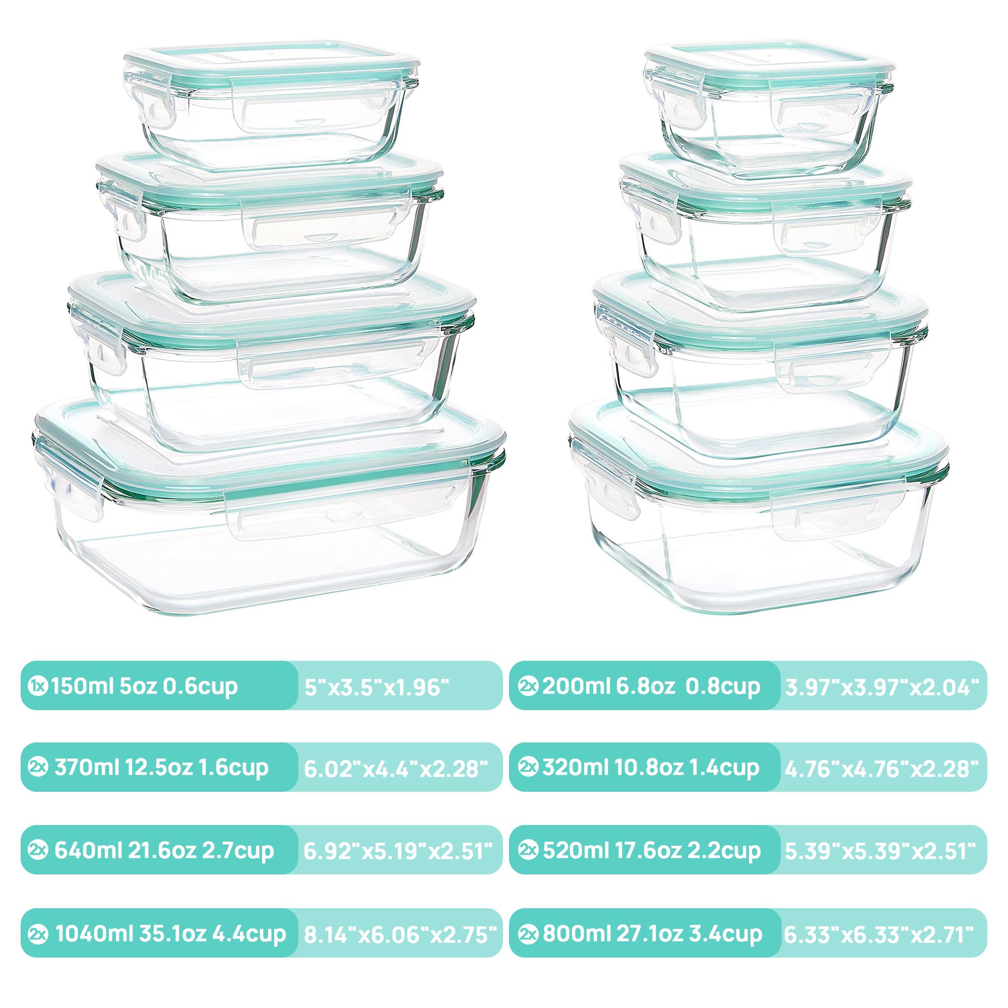 【Spring Sale】Vtopmart 18 Pack Glass Food Storage Containers with Airtight Lids, BPA Free, Reusable for Meal Prep, Lunch, Salads, Soups, Freshness Kitchen Rectangle Square Silicone