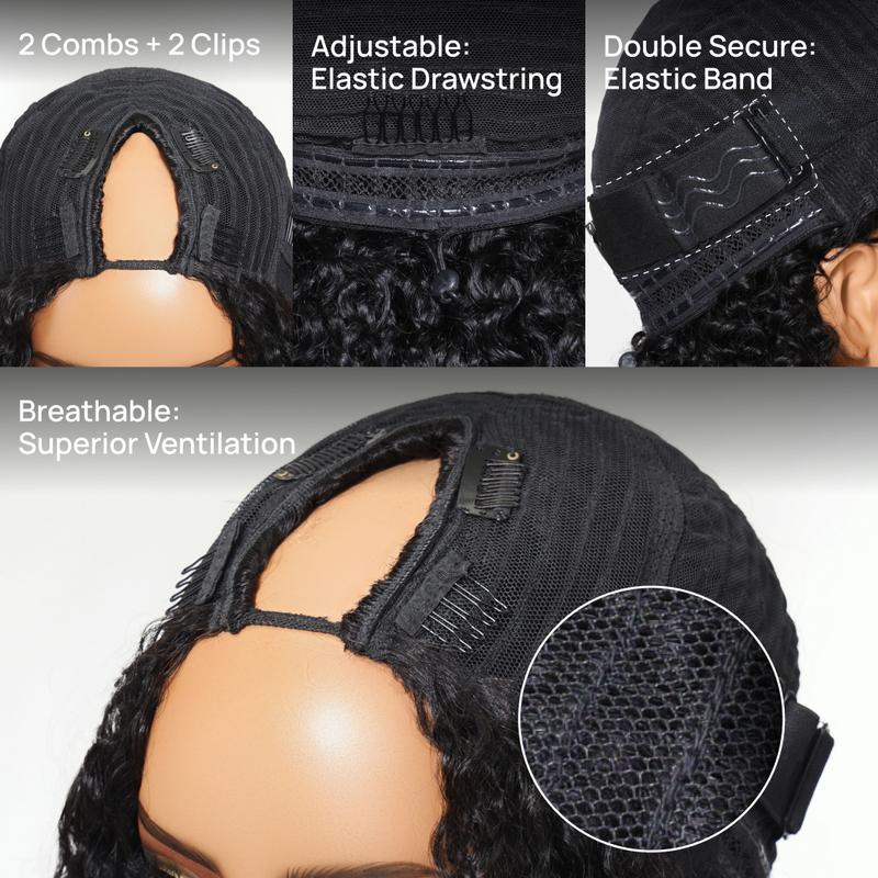 Nadula V Part Kinky Straight Wig Minimal Leave Out Glueless Human Hair 250% Density Soft Blends Well EasiContour Zero Skill TikTokShopStockUp