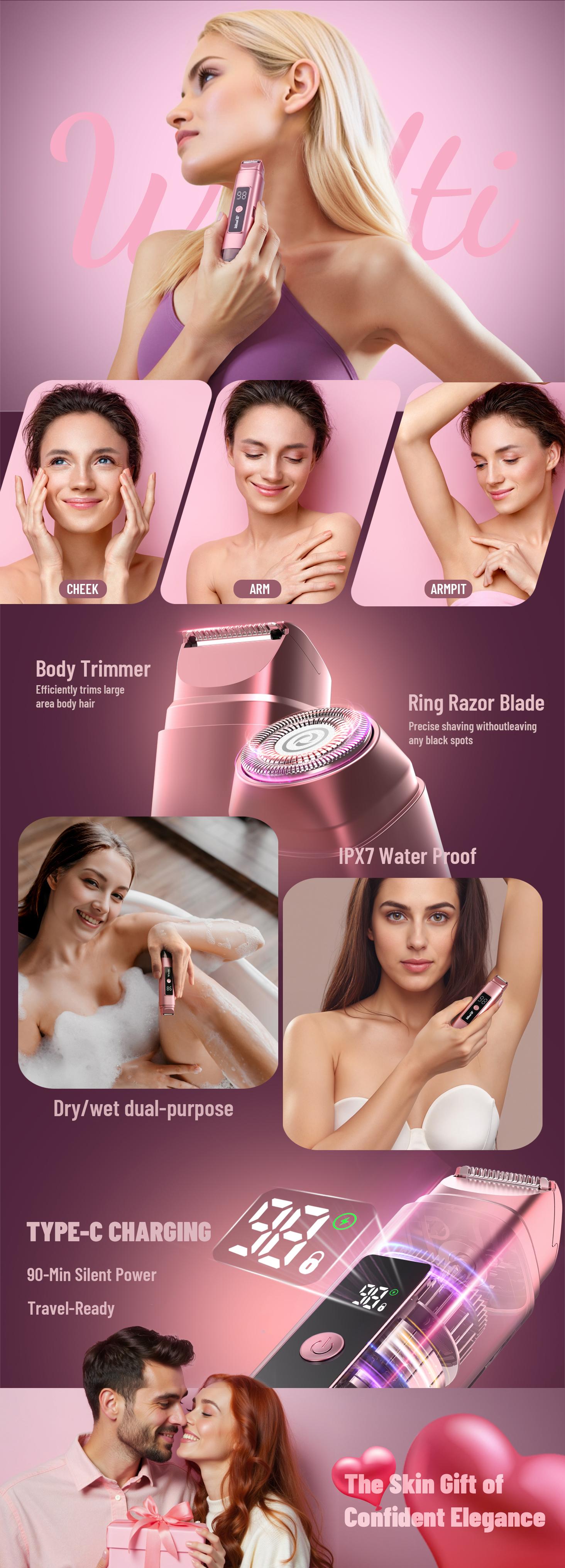 [TikTokShopStockUp]Upgraded Mini Electric Razor, Electric Shaver for Men,Women,Upgraded Foil Shaver with 3 Blade Heads IPX7 Waterproof Wet/Dry LED Display USB Type C Rechargeable FathersDayGift Flexible Floating