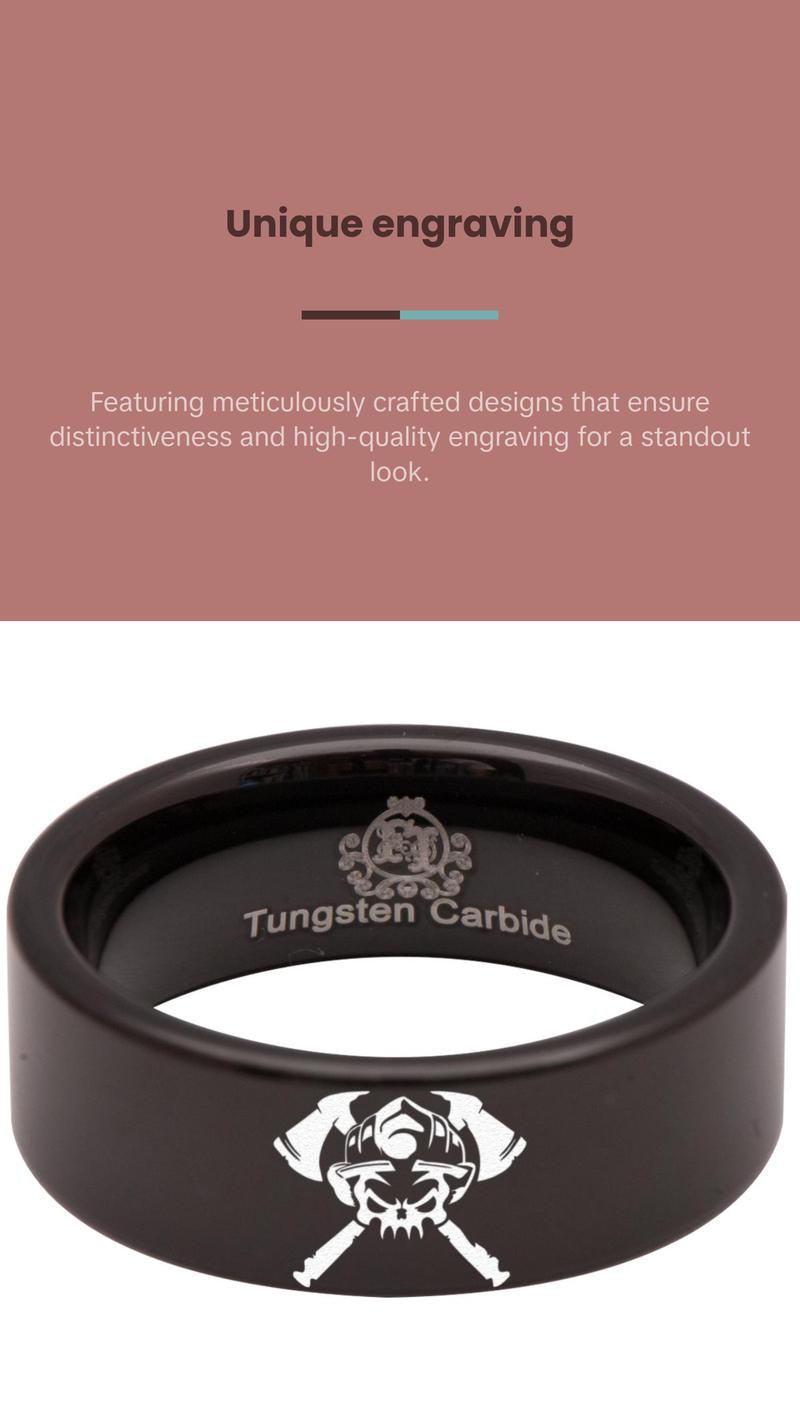 Firefighter Skull Tungsten Carbide Ring
