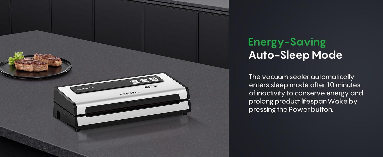 FRESKO AutoMax V2 Compact Vacuum Sealer Machine, Automatic Food Saver with Double Heat Seal, Includes Bags & Starter Kit