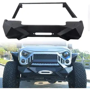 X Style Front Bumper with Winch Plate Compatible with Wrangler JK (2007-2018) & JL (2018+)- Heavy Duty Black Textured Manganese Steel Construction, Perfect for On and Off-Road Used