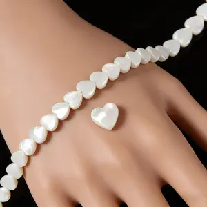 Iridescent White Mother of Pearl MOP Shell Heart Beads 6mm to 12mm 15.5'' Strand