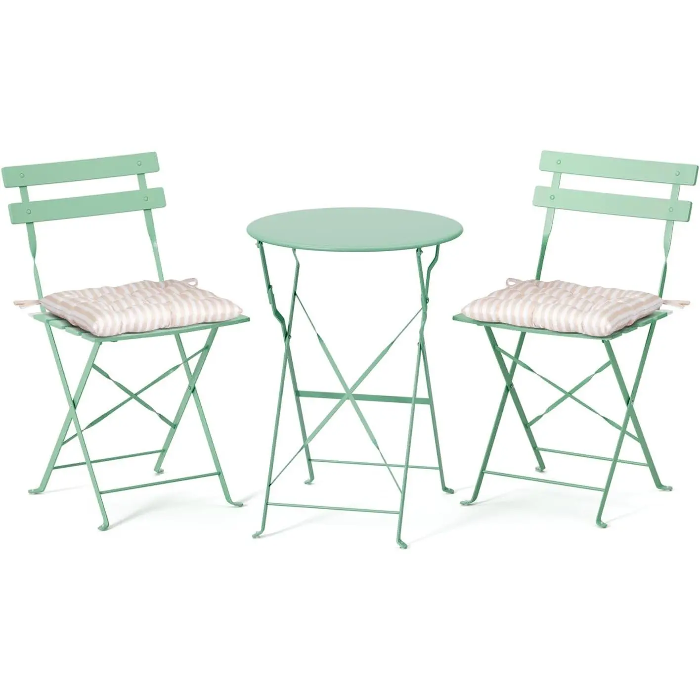 VINGLI Outdoor Folding Bistro Table and Chairs Set of 2, 3-Piece Bistro Set with Premium Steel Frame and Comfortable Cushions for Patio, Balcony, Garden, Porch, Yard