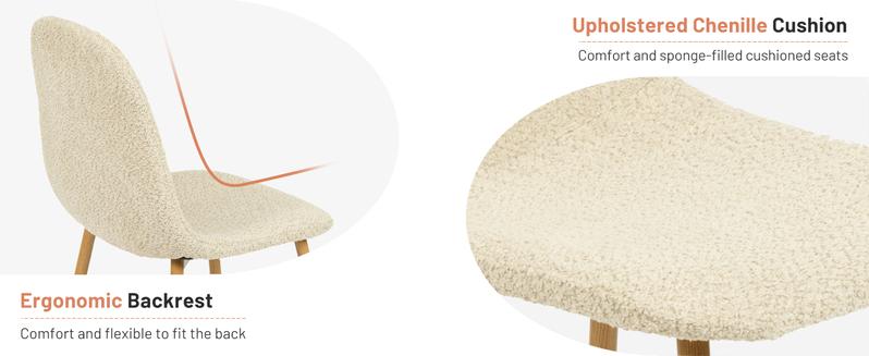 Homy Casa Charlton Suede Dining Chairs Light Luxury Ergonomic Design for Living Room & Lounge Use Foam Interior Seater Furniture