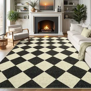 Diamond Pattern Rug Modern Geometric Rug Large Size Washable Soft Non-Slip Foldable Interior Decor Rug Ultra-Thin Foldable for Bedrooms Dining Rooms Living Rooms Playrooms Laundry Rooms comfortable carpet