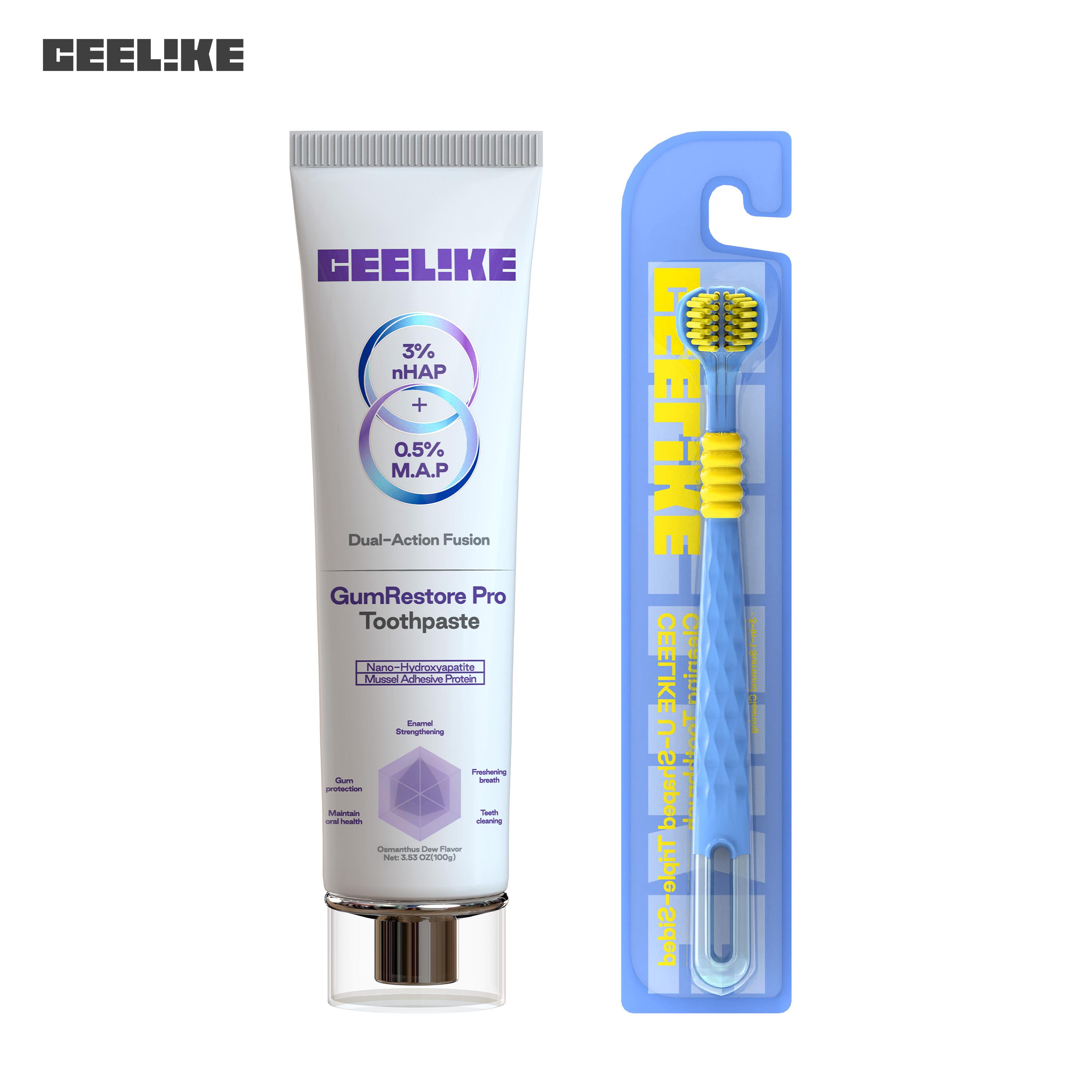 CEELIKE 3-Sided Toothbrush + Toothpaste Set – 360° All-Around Cleaning, Gentle Care, Ideal for Daily Oral Care, Travel-Friendly Design, Available in Multiple Combinations.