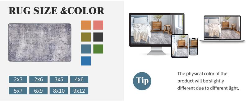 Shilucheng 8x10 Rugs for Living Room, Soft Indoor Abstract Area Rug for Bedroom, Modern Neutral Durable Area Rugs, Non-Slip Low Pile Foldable Machine Washable Rugs