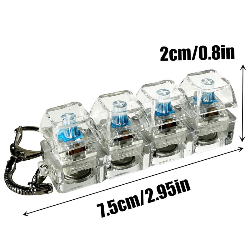 Stress-relieving Toy Mechanical Keyboard Compact Design with Crystal Keycaps LED Lights Transparent Acrylic Key Christmas giftchain