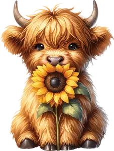 DTF Transfer – FS Sunflower Cow Multi Sizes