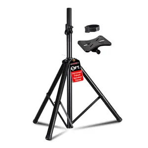 Adjustable Tripod Speaker Stand with 35mm Pole Mount, DJ Studio Monitor Floor Stand 24 to 48 Inch Heavy Duty Metal Speaker Stand