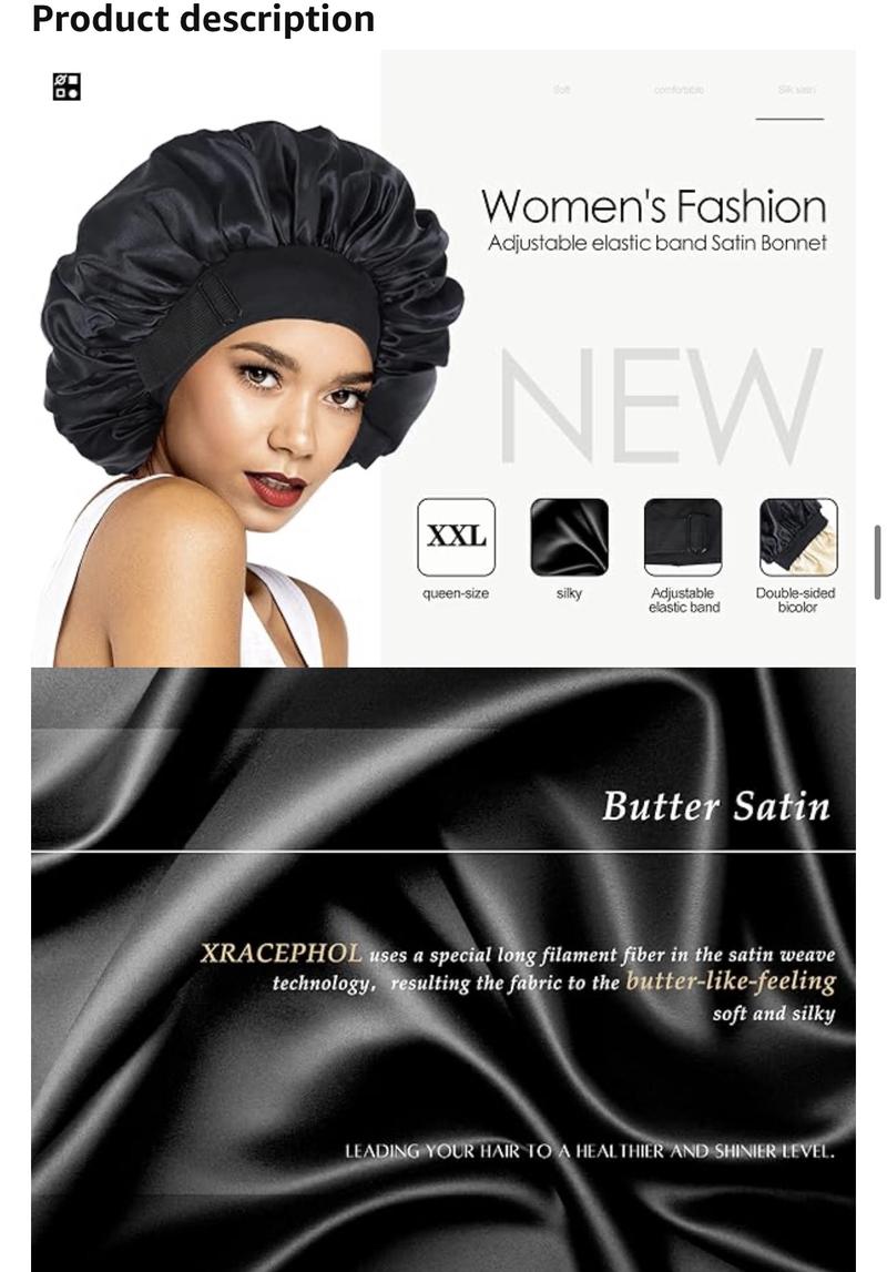 Silk  for Sleeping Double Layer Satin  Adjustable  for Black Woman Sleep Cap Reversible Hair  for Curly Hair (BlackandPurple) love  lucy bonnet hats Daily Heatless Elastic Haircare