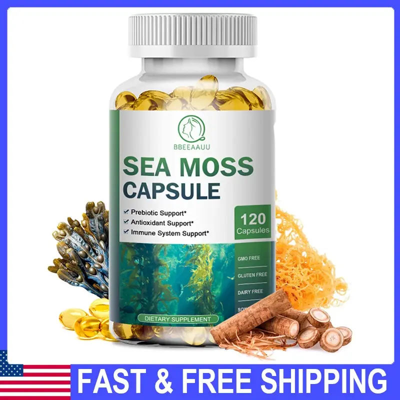 BBEEAAUU Organic Sea Moss Capsules -with Irish Sea Moss Bladderwrack Burdock Root