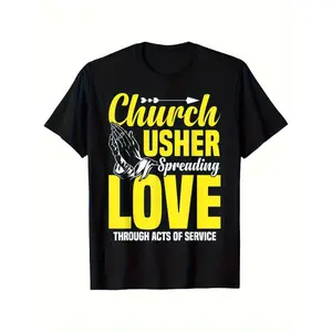 Soft &Comfortable [Love T-Shirt] 100% Cotton Church Usher T-Shirt | Round Neck Short Sleeve S-XXXL for Men Women Family Friends, Halloween Thanksgiving Christmas Gift, Valentines Day Gifts