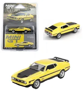 Mini GT 1971 Ford Mustang Mach 1 Grabber Yellow  1:64 Scale Diecast Model Car MGT01139-2E