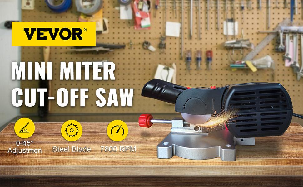 VEVOR Mini Miter Cut-off Chop Saw, TikTokShopBlackFriday, Two 2-5/16" Blade of Steel and Resin with 1/2" Cutting Depth, 0~45° Benchtop Miter Saw for Copper, Aluminum, Wood, Zinc in Hobby Craft