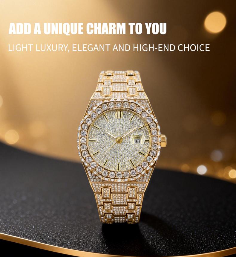 Luxury Rhinestone Embellished Jumpstart sale Classic round dial -Dial Quartz Watch with Gift BoxIncluded Fashion Timeless Classic Watch Holiday Haul  Flash Sale diamond men  Shine at work, lead with brilliance.