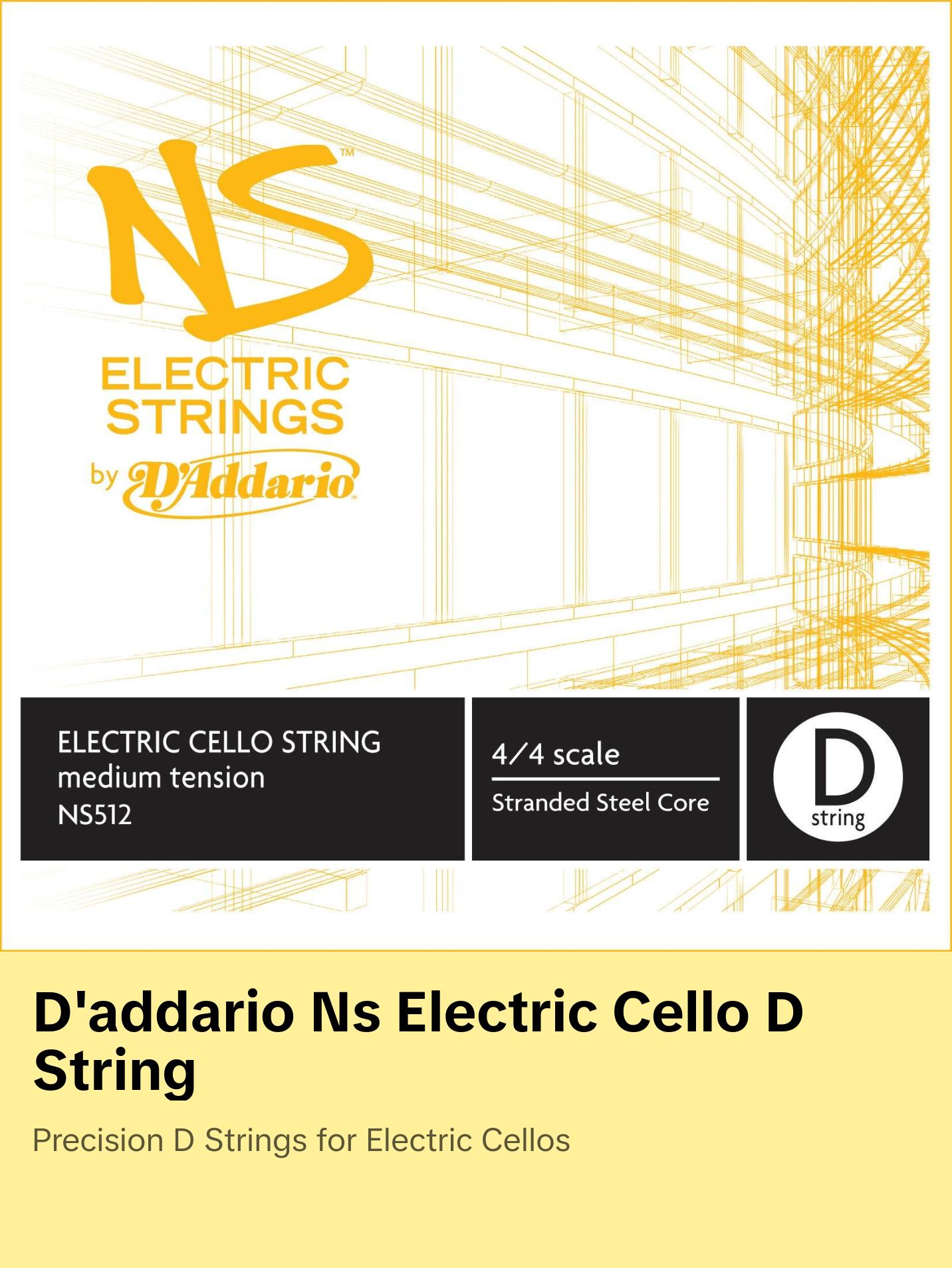D'Addario NS Electric Cello Single D String, 4/4 Scale, Medium Tension