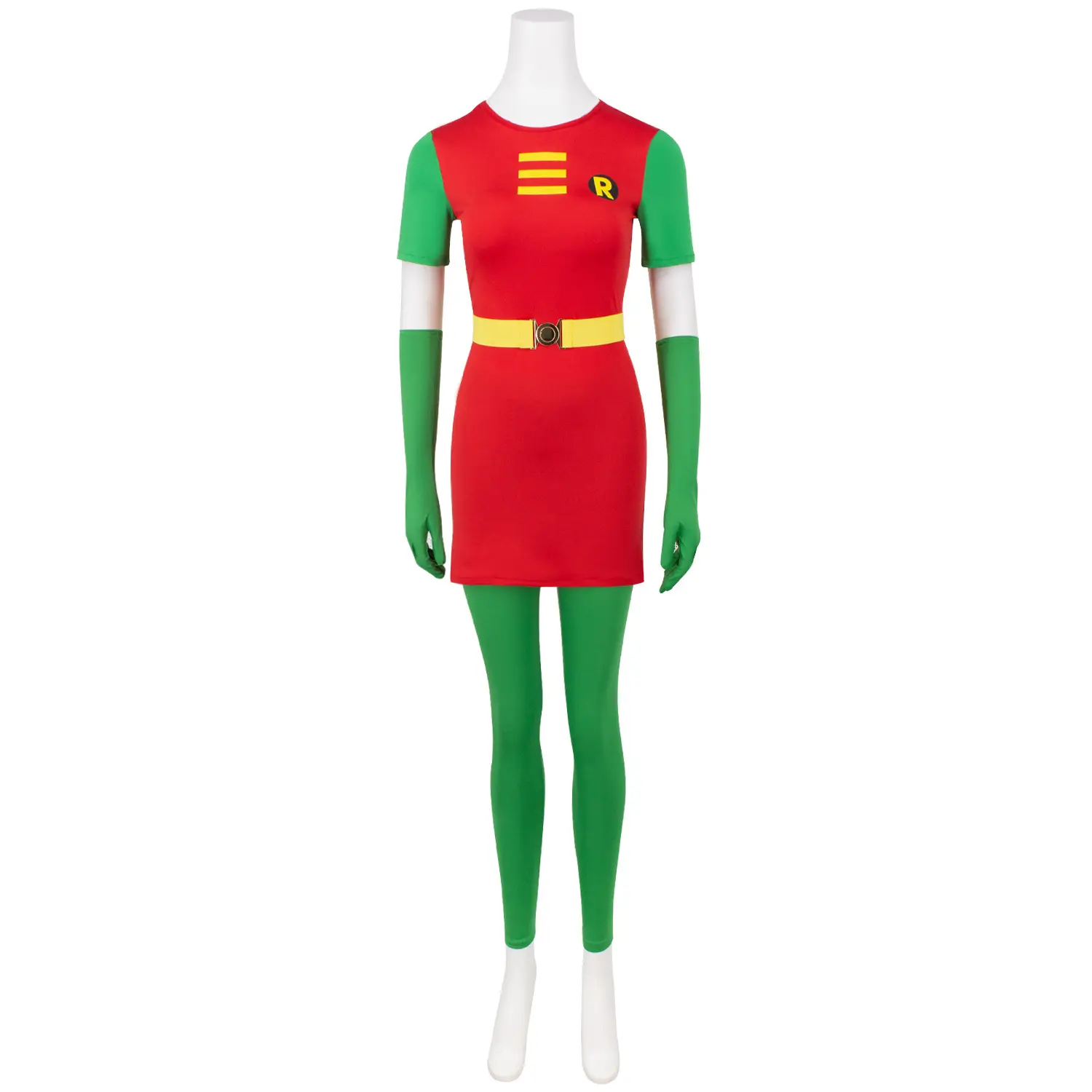 Women Robin Inspired Superhero Cosplay Costume Set Halloween Party Outfit Cape Jumpsuit Suit