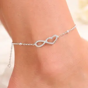 AELNEN Infinity Symbol/Heart Bracelet/Anklet for Women, 925 Sterling Silver Zircon Jewelry - [Love You More] - Perfect Gift for Valentine’s Day/Anniversary | For Mom & Wife