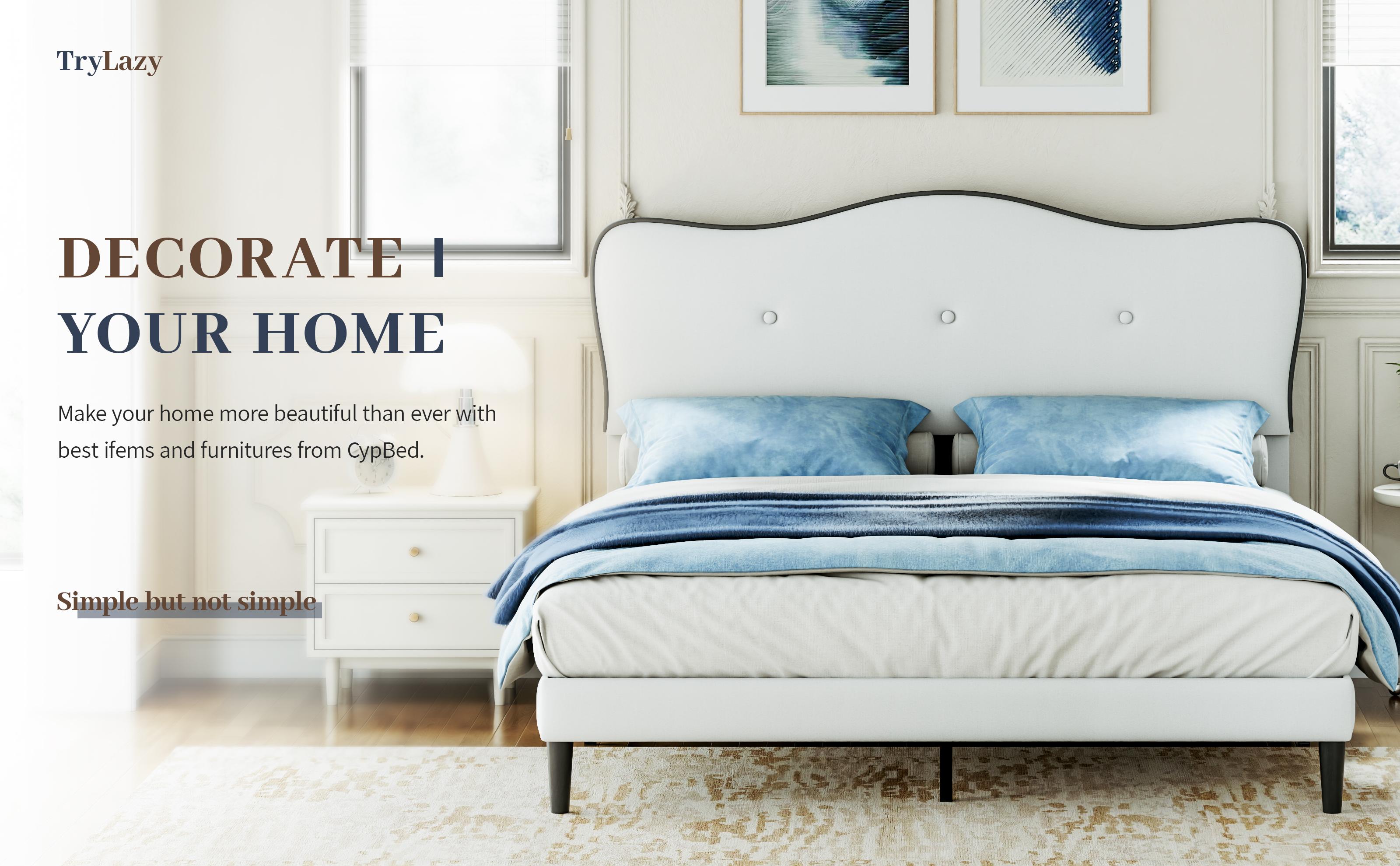 TryLazy Princess Pink Velvet Cloud Bed Frame No MATTRESS Modern Style No Box Spring Needed Zero Noise Easy Assembly Twin Full Queen Sizes