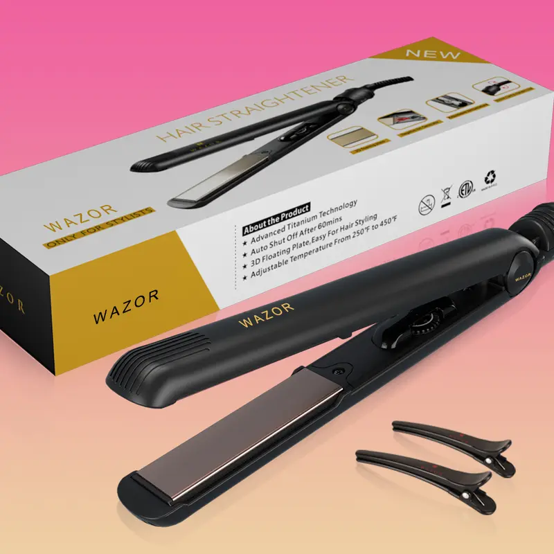 WAZOR Flat Iron 1 Inch Professional Travel Portable Negative Ions Protect Hair Hair Straightener