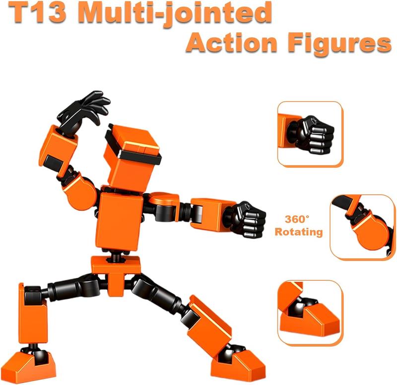 4PCS Mini Titan T-13 Action Figures Set Assembly Completed Luck Dummy Robot 13 Action Figure Toys for Boys Stick Figures with Multi Joints Movable Fidget Gifts for Kids